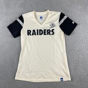 Starter Women's Small White NFL LV Raiders Polyester Short Sleeve Fan Shirt